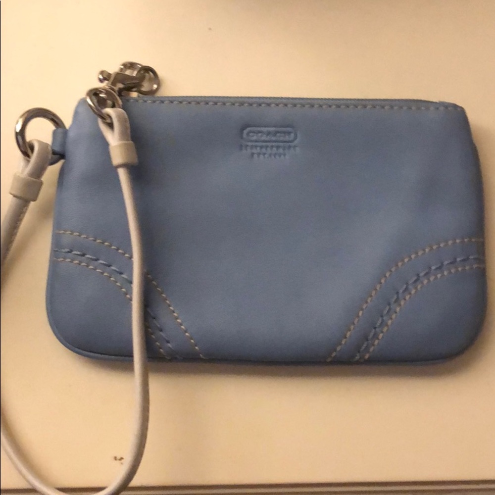 baby blue coach clutch